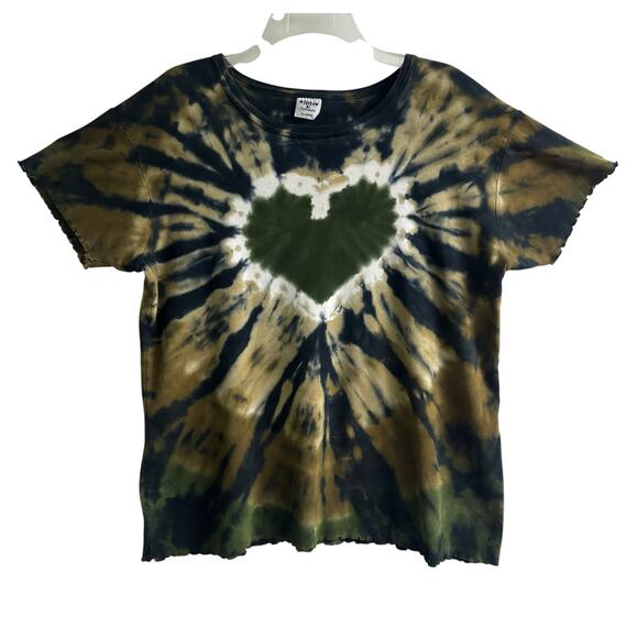 2 Dye 4 by Fettucini Tops - 2 Dye 4 Fettucini Vintage Y2K Hippie Heart Tie Dye Design Cotton T Shirt Size XL
